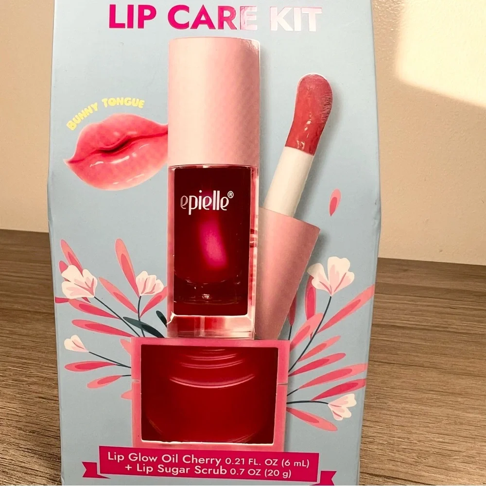 K-Beauty Epielle Lip Glow Oil Lip Sugar Scrub Cherry Lip Kit